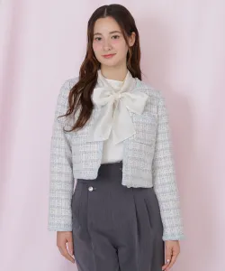 Твидовый жакет с тесьмой, украшенной драгоценными камнями Jill By Jill Stuart, цвет Blue 1