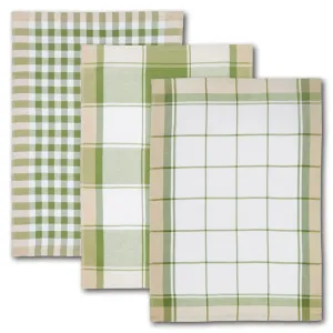 Полотенце KARO, размеры каждого полотенца примерно 50x70 см, из 100% хлопка, с тремя разными узорами Dyckhoff, оливково-зеленый/белый/натуральный