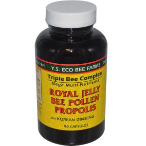 Y.S. Eco Bee Farms Маточное молочко пчелиная пыльца и прополис с корейским женьшенем 90 капсул