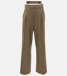 Брюки с высокой талией из смесовой шерсти с вырезом Proenza Schouler, Slate