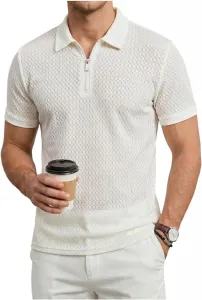 Мужская поло Ice Silk Mesh с молнией, короткий рукав, дышащая