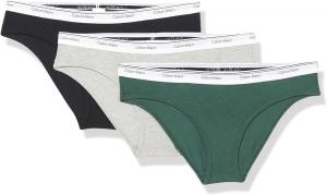 Женские трусики-бикини Calvin Klein Balance из эластичного хлопка, 3 шт. в упаковке, Black/ Grey Heather/ Kells Green