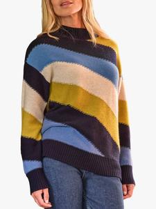 Джемпер из богатой шерсти в диагональную полоску Pure Collection, синий/разноцветный