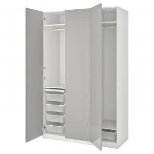 Гардероб PAX/FARDAL IKEA, 150x60x236 см, цвет white/high-gloss light grey