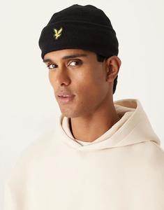 Шапочка Lyle & Scott Headwear из хлопковой мериносовой шерсти в цвете z865, угольно-черный