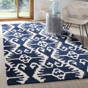 Ковер SAFAVIEH, 183 x 275 см, Wyndham Collection, Royal Blue & Ivory, ручной работы, современная шерсть, идеален для помещений с высокой проходимостью в гостиной, спальне (WYD323C)