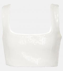 Короткий топ с пайетками "Бьющееся сердце" для невесты Galvan, белый