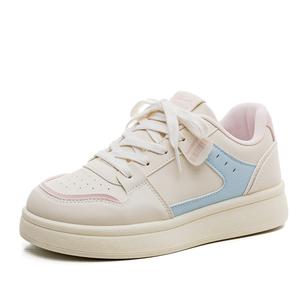 WARRIOR Женские низкие скейтерские кроссовки с обмоткой, износостойкие и нескользящие - бежевый/голубой, цвет Beige/Light Blue