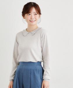 Вязаный пуловер с воротником-рюшом