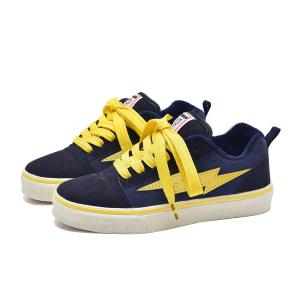 Износостойкие, легкие и дышащие низкие скейтерские кроссовки Unisex DONGMANGUSHI, темно-синий (желтый shoe laces)[thickened and fleece-lined upgraded]