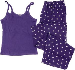 Victoria's Secret Топ-майка и пижамные штаны, хлопковый длинный комбинезон Tee-Jama, Purple