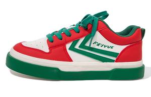 Женские низкие кеды для скейтбординга Feiyue бежево-красно-зеленые