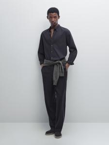 Мягкая меланжевая рубашка стандартного кроя Massimo Dutti, темно-синий