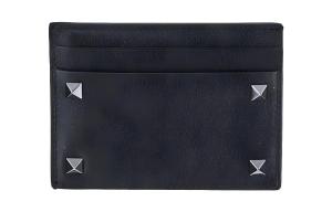 Валентино Мужской картхолдер Black из телячьей кожи с шипами