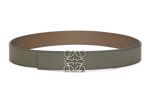 Кожаный ремень из коровьей кожи мужской зелёный ширина 3,5 см LOEWE