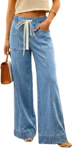 SHEWIN женские джинсы wide leg с высокой посадкой и эффектом tummy control