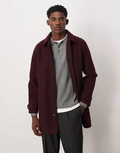 Пальто из искусственной шерсти ASOS DESIGN бордового цвета