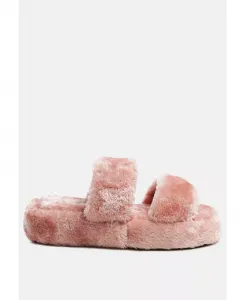 Женские меховые тапочки на плоской подошве London Rag, розовый