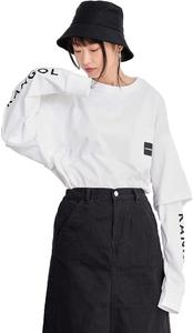 Хлопковая футболка с длинными рукавами KANGOL с вышитым логотипом и карманом, многослойный крой, свободный силуэт, унисекс, белый