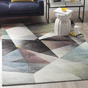 Ковер SAFAVIEH, 161 x 229 см, Porcello Collection - Grey & Multi, современный абстрактный дизайн, не линяет и прост в уходе, идеален для помещений с высокой проходимостью в гостиной, спальне (PRL6939B)