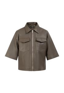 Кожаная куртка faina Between-Season Jacket, серо-коричневый