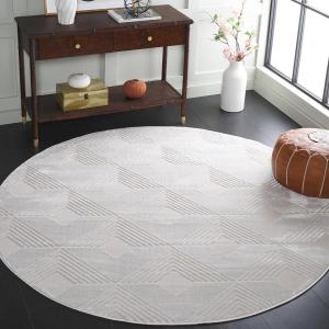 Ковер SAFAVIEH, 191 x 191 см, Saylor Collection, круглый, Ivory, геометрический рисунок, идеален для помещений с высокой проходимостью в гостиной, спальне, столовой (SAY101A)