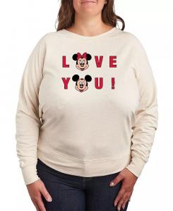 Футболка-пуловер с принтом «Микки и Минни любят тебя» больших размеров Hybrid Apparel, коричневый/бежевый