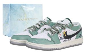 Air 1 устойчивые к истиранию дышащие низкие винтажные баскетбольные кроссовки unisex Jordan, зеленый