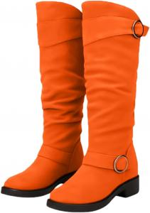 Женские сапоги до колена, удобные свободные, с круглым носком, боевые, наездные ботильоны на платформе, невысокий широкий каблук, длинные сапоги, на молнии, сапоги на широкую икру, модные высокие ботильоны Wabkderpu, Orange