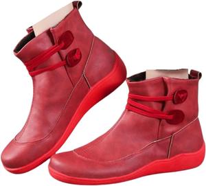 Женские ботинки на шнуровке, модные ботильоны с боковой молнией, стиль вестерн, повседневные и нарядные ретро короткие ботинки, носить без застежек, 2025 Lausiuoe, Red