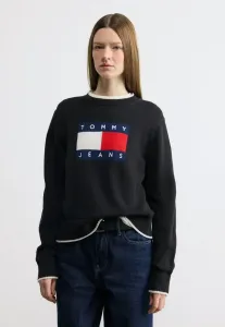 Значок с интарсией в виде флага, свободный джемпер, свитер Tommy Jeans, Black