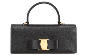 Ferragamo Кожаная переносная сумка через плечо, наплечная сумка Trumpets для женщин, черная