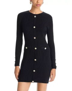 Вязаное мини-платье - эксклюзив Aqua, черный