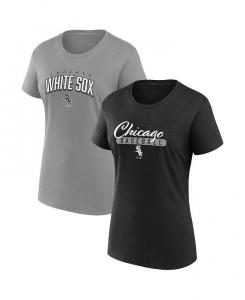 Женский комплект футболок черного и серого цвета Chicago White Sox Fan Fanatics