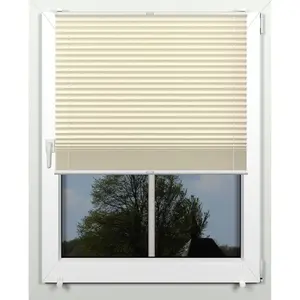 Жалюзи Plissee simple защита от света без сверления, закрепляемая с помощью крепежных зажимов, по размеру Indeko, песочный/белый/белый