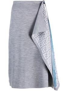 Юбка миди с запахом и логотипом FENDI, серый