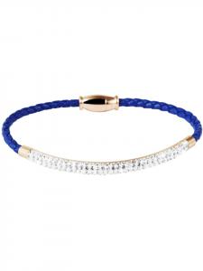 Adeliás Женский браслет - кожаный браслет со стразами, 19 см, синий