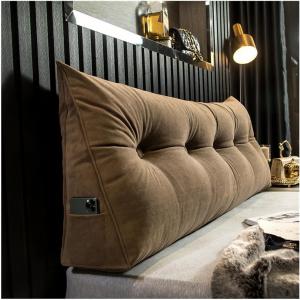 Подушка для чтения, бархатная, поясничная, длинная, однотонная, клиновидная, треугольная, с наполнителем из полипропиленового хлопка, съемная, моющаяся (цвет: H, размер: 100 см/39 дюймов) COZMAX