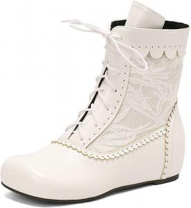 Женские кружевные ботильоны на шнуровке Викторианские ботильоны винтажные кружевные свадебные ботинки зимние нарядные короткие ботильоны Generic, White