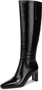 Женские высокие сапоги до колена Sam Edelman Sylvia, Black Patent Wide Calf