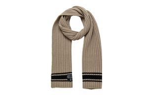 Шерстяной вязаный шарф Armani Exchange из овечьей шерсти и полиамида, женский, кофейный