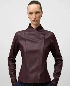 Женская куртка в стиле байкер, кожа или не кожа Adolfo Dominguez, бордовый