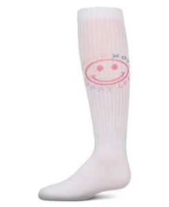 Детские ребристые хлопковые носки до колена с надписью Больше отдыхайте на пляже, меньше беспокойтесь MeMoi, White