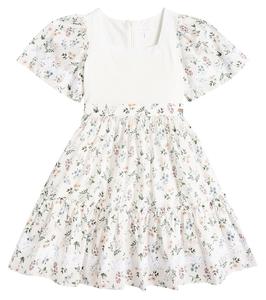 Платье из смесового хлопка с цветочной кружевной отделкой Patachou, белый