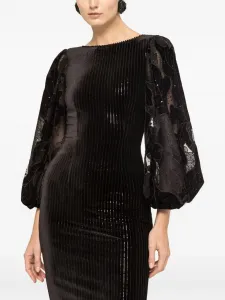 Вельветовое миди-платье с отделкой пайетками Nissa, черный