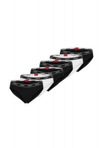 Женские трусы, 6 шт. в упаковке, полоска с буквами, нижнее белье, хлопок, логотип, однотонный HUGO, черный