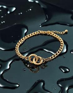 Водонепроницаемый браслет-цепочка из двух колец из нержавеющей стали цвета золота Asos Design