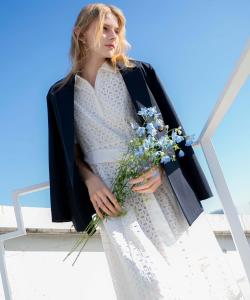 Платье-рубашка из хлопкового кружева Noela, цвет Off White