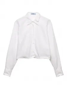 Рубашка с длинными рукавами и логотипом в виде треугольника Prada, белый