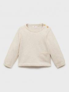 Детский джемпер из хлопковой смеси с лондонским воротником и пуговицами Mango, Light Pastel Brown